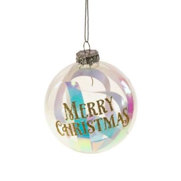 Boule en verre Merry Christmas claire