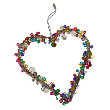 Pendentif coeur avec perles multicolore