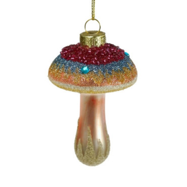 Pendentif en verre champignon multicolore