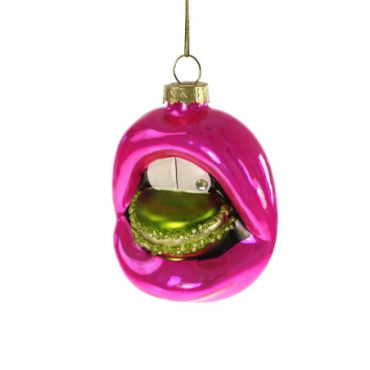 Pendentif Macaron-Lips rose vert