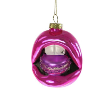 Pendentif Macaron-Lips rose violet