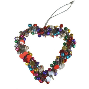 Pendentif cur avec perles multicolore