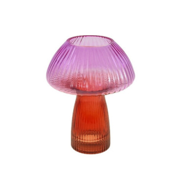 Vase champignon rose rouge