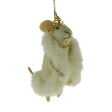 Pendentif en feutre Souris Olga en fourrure