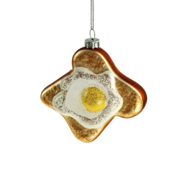 Pendentif en verre Oeuf au plat multicolore