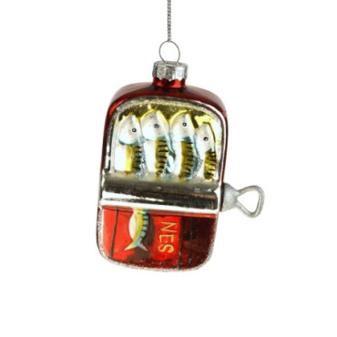 Pendentif en verre Sardines rouge