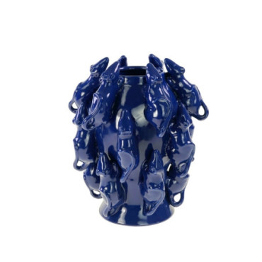 Vase avec souris bleu cobalt