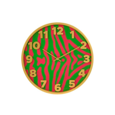 Horloge murale Safari vert rose