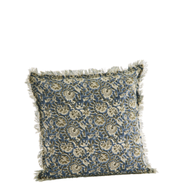 Housse de coussin imprimée à franges