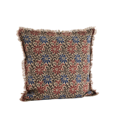 Housse de coussin imprimée à franges