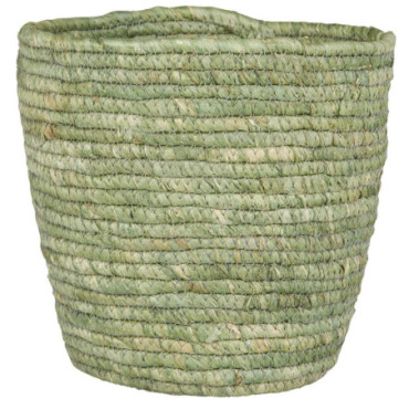 Panier cache-pot en jute vert