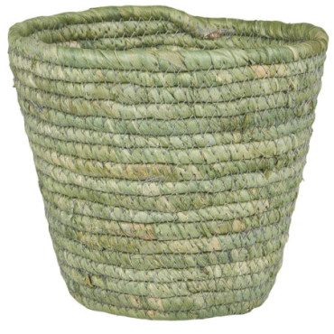 Panier cache-pot en jute évasé vert