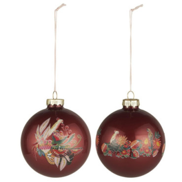 Boule de Noël 2 motifs perroquets et paillettes