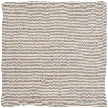 Serviette double tissage rayures marron/blanc