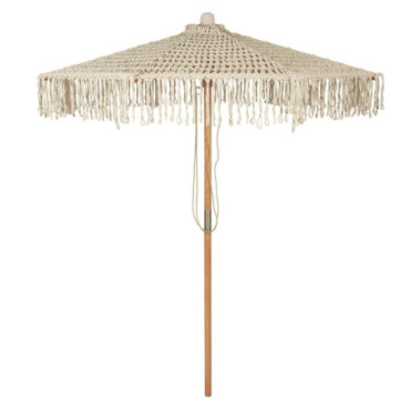 Parasol couleur naturelle crocheté avec franges