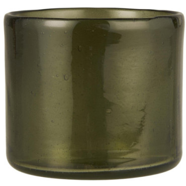 Bougeoir verre p/bougie chauffe-plat vert soufflé bouche