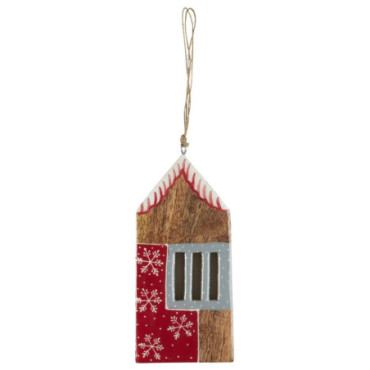 Maison à suspendre avec motif rouge, blanc et gris