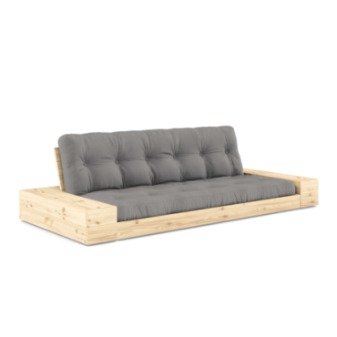 Futon Base Clear 2 Coffres Matelas Gris