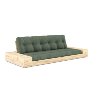 Futon Base Clear 2 Coffres Matelas Vert Olive