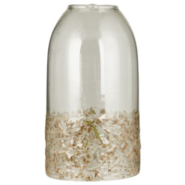 Cloche en verre avec herbe ouvert en haut