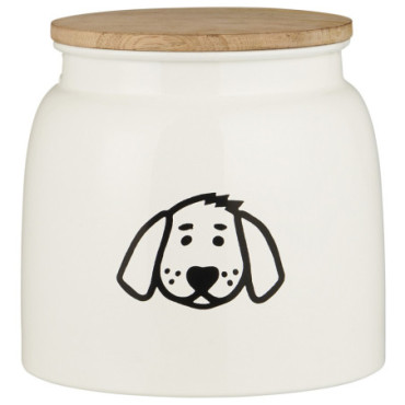 Pot à provision pour chien blanc avec motif chien et couvercle en...