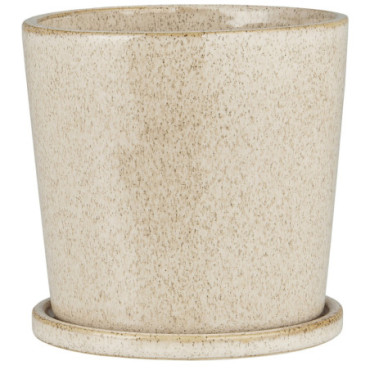 Pot émaillé avec soucoupe Saga crème 11.5cm