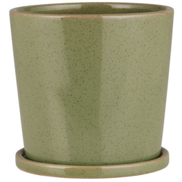 Pot émaillé avec soucoupe Saga vert 11.5cm