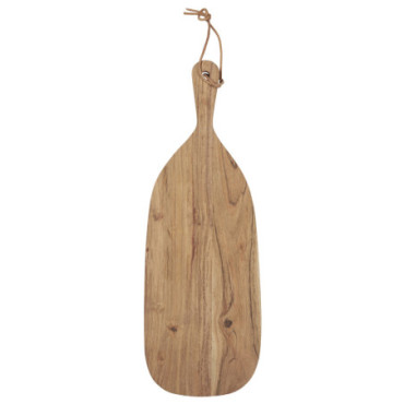 Planche à découper ovale avec poignée et ficelle en cuir. bois d'acacia 48cm