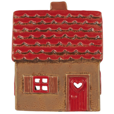 Maison bougie chauffe-plat Stillenat toit rouge et porte rouge