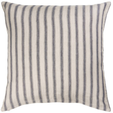 Housse de coussin naturel à rayures grises