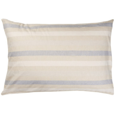 Housse de coussin naturel à rayures blanches et bleu clair 70cm