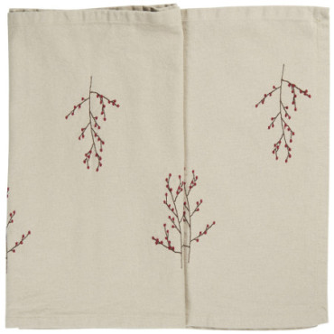 Chemin de table Tradition branches de baies d'hiver couleur lin