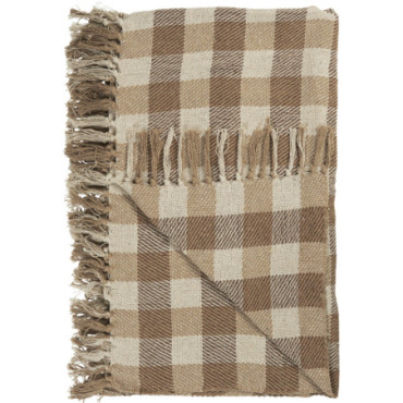 Plaid carreaux naturel beige marron