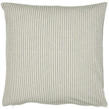 Housse de coussin Asger naturel à fines rayures bleu poussiéreux