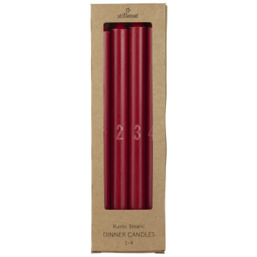 Bougie de l'Avent 1-4 Boîte de 4 bougies avec chiffres en relief stéarine rouge Eco-label Nordic Swan