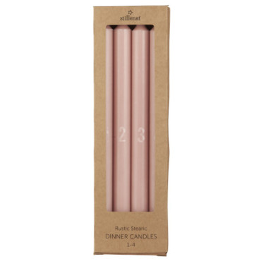 Bougie de l'Avent 1-4 Boîte de 4 bougies avec chiffres en relief rosa malva stéarine Nordic Swan Eco-label