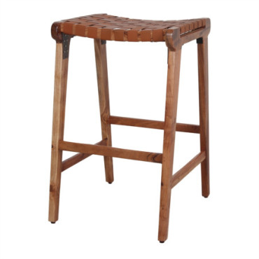 Tabouret Haut En Bois Et En Similicuir Gotzo