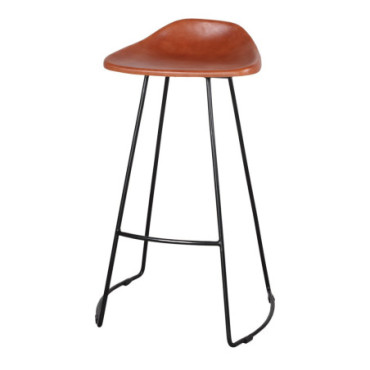 Tabouret Haut Métal Et Cuir Sussex