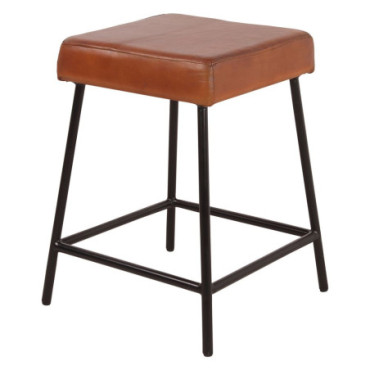 Tabouret Bas En Métal Et En Cuir Evolution