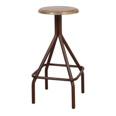 Tabouret Haut Métal Et Bois Inkaspar