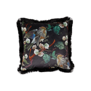 Coussin Noir Oiseaux De Paradis