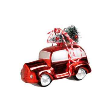 Boule De Noel Voiture Rouge & Sapin