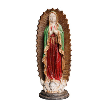 Statue Vierge Marie Verte Et Rouge Halo