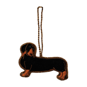 Suspension Brodée Main Sausage Dog