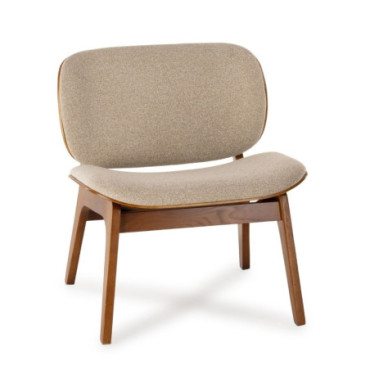 Fauteuil Kuji Beige Structure Bois