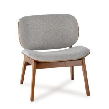 Fauteuil Kuji Gris Clair Structure Bois