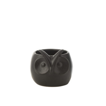 Cachepot Hibou Noir Porcelaine Large