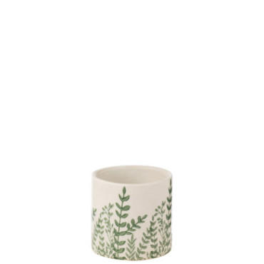 Vase Ferny Rond Gres Vert / Blanc Large