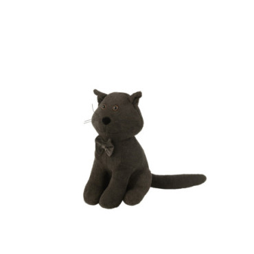 Cale-Porte Chat Noeud Papillon Bouclé Gris Foncé