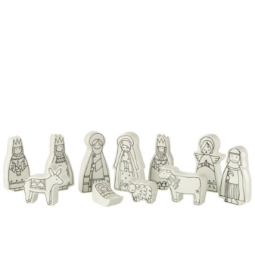 Creche 11 Pieces Dolomie Blanc / Noir Large